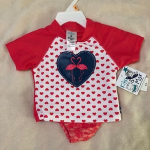 Flamingo short sleeve rash guard